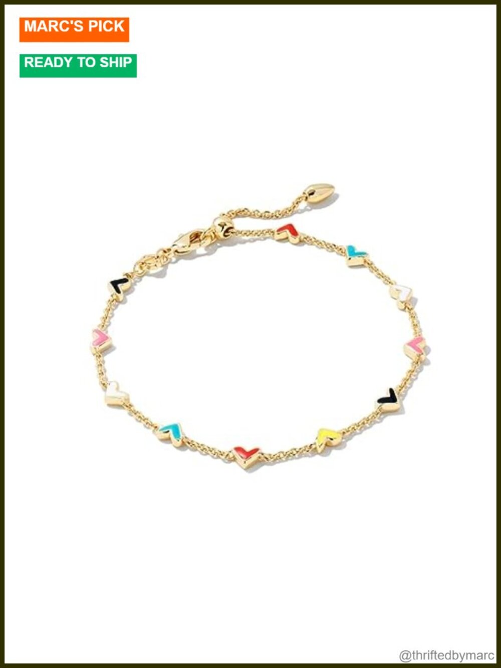 Haven Heart Chain Bracelet Hand Painted Hearts